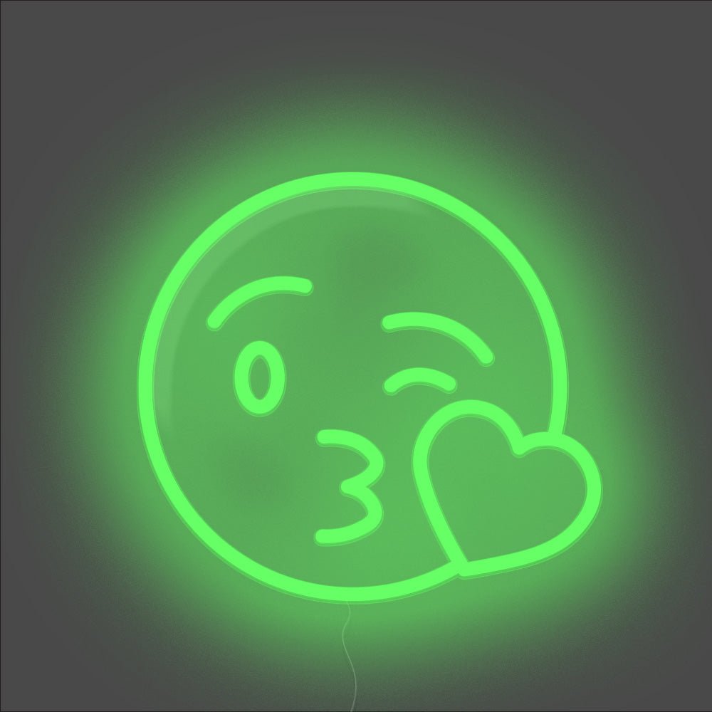 Kiss Emoji Neon Sign - Unrivaled Neon - Green #color_green