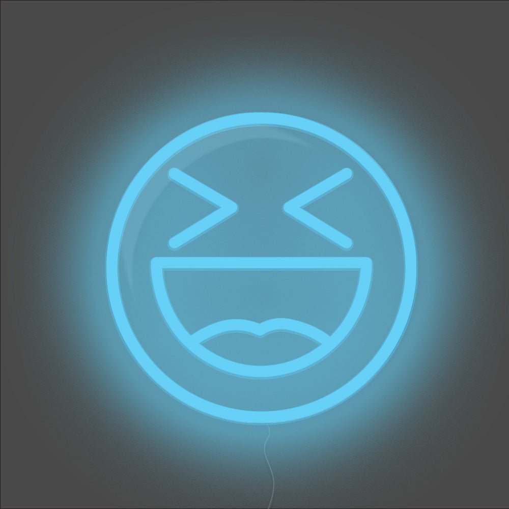 Laughing Emoji Neon Sign - Unrivaled Neon - Light Blue #color_light blue