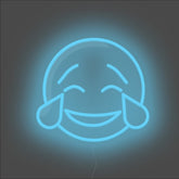 Laughing Tears Emoji Neon Sign - Unrivaled Neon - Light Blue #color_light blue