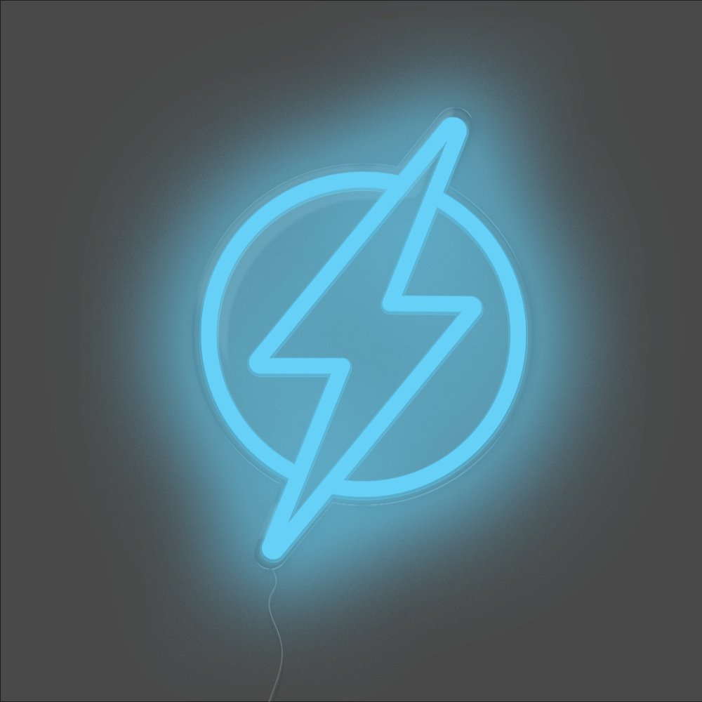 Lightning Bolt Neon Sign - Unrivaled Neon - Light Blue #color_light blue