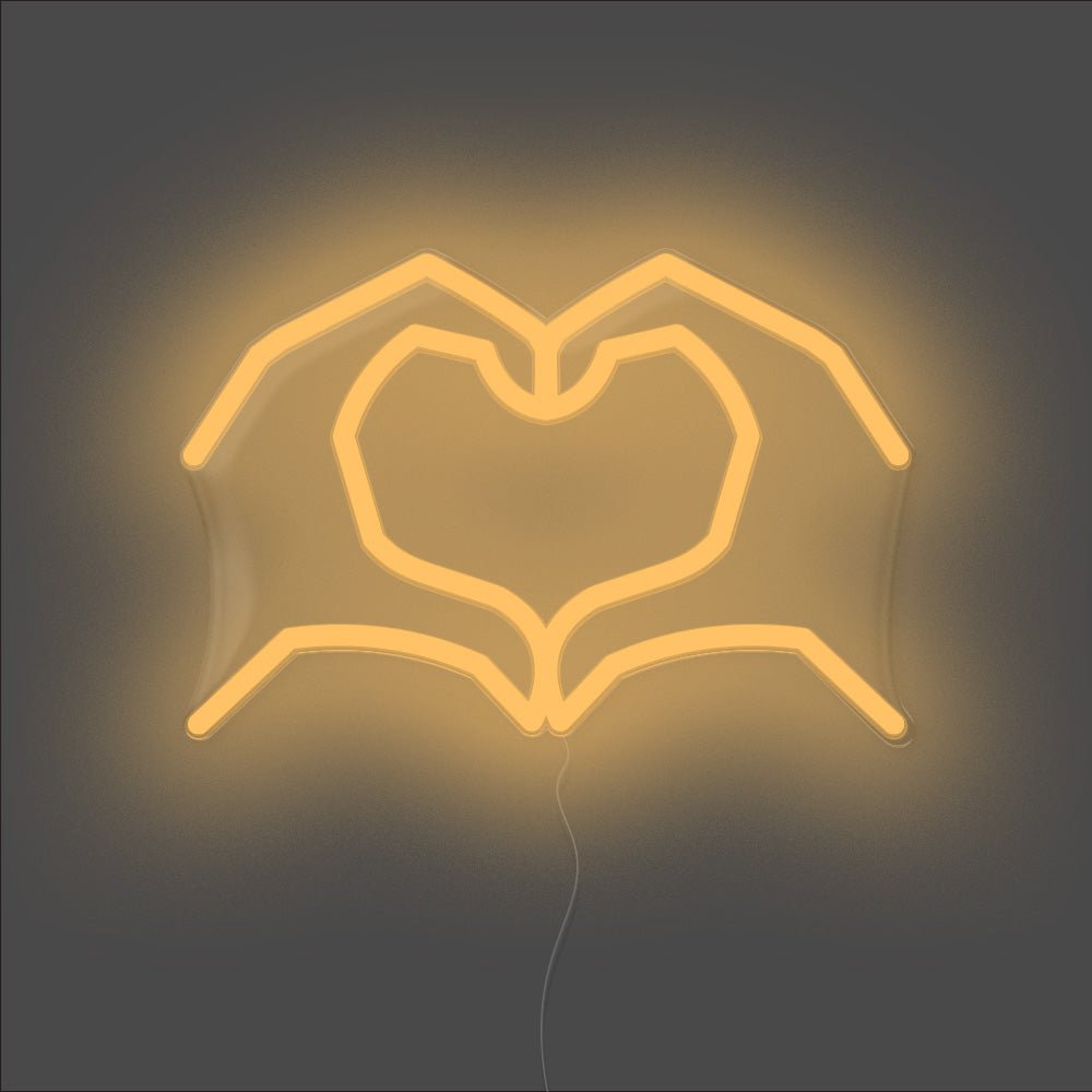Love Heart Hands Neon Sign - Unrivaled Neon - Orange #color_orange