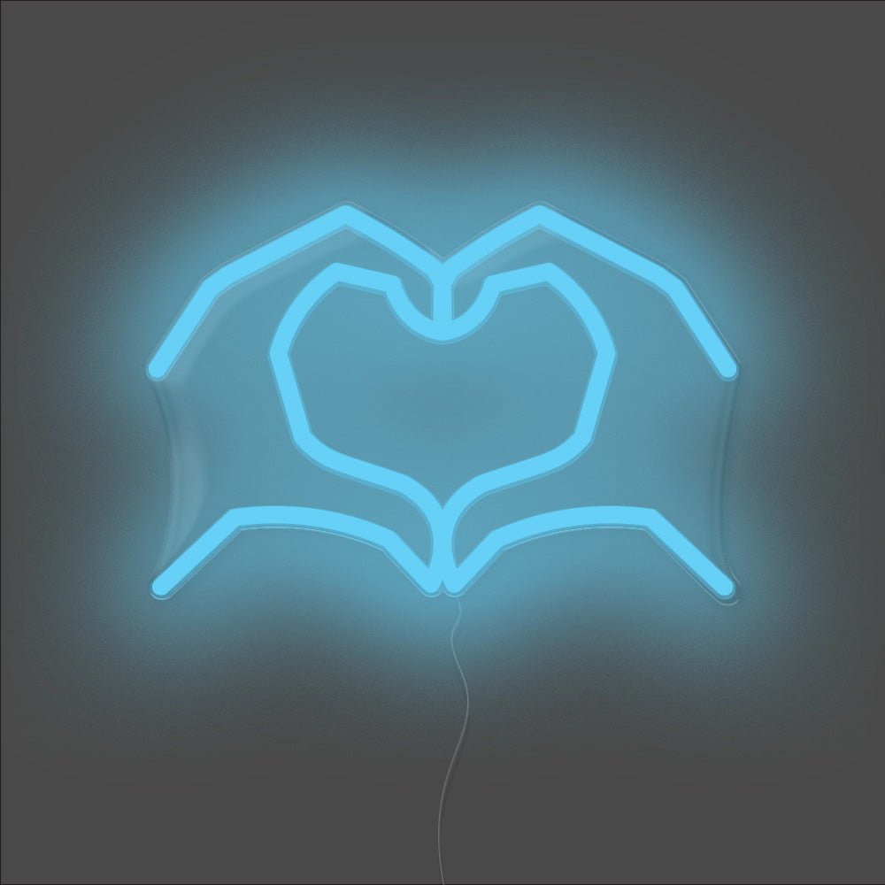 Love Heart Hands Neon Sign - Unrivaled Neon - Light Blue #color_light blue