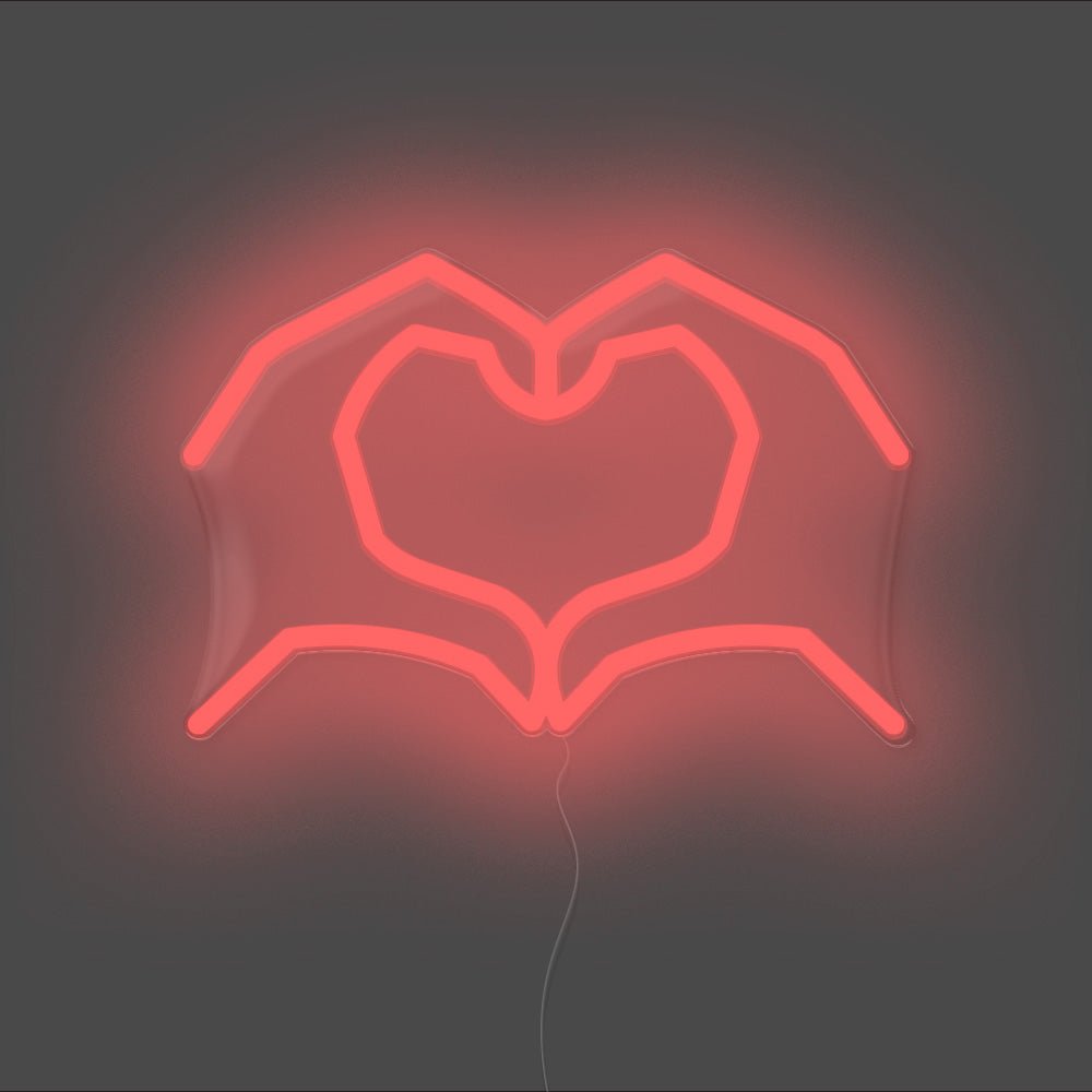 Love Heart Hands Neon Sign - Unrivaled Neon - Red #color_red