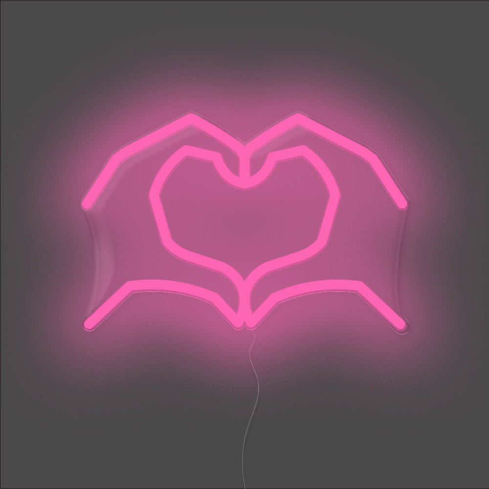 Love Heart Hands Neon Sign - Unrivaled Neon - Pink #color_pink