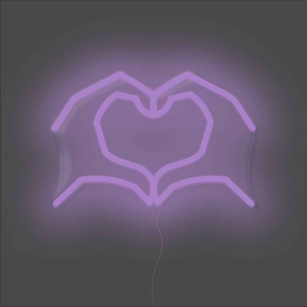 Love Heart Hands Neon Sign - Unrivaled Neon - Purple #color_purple