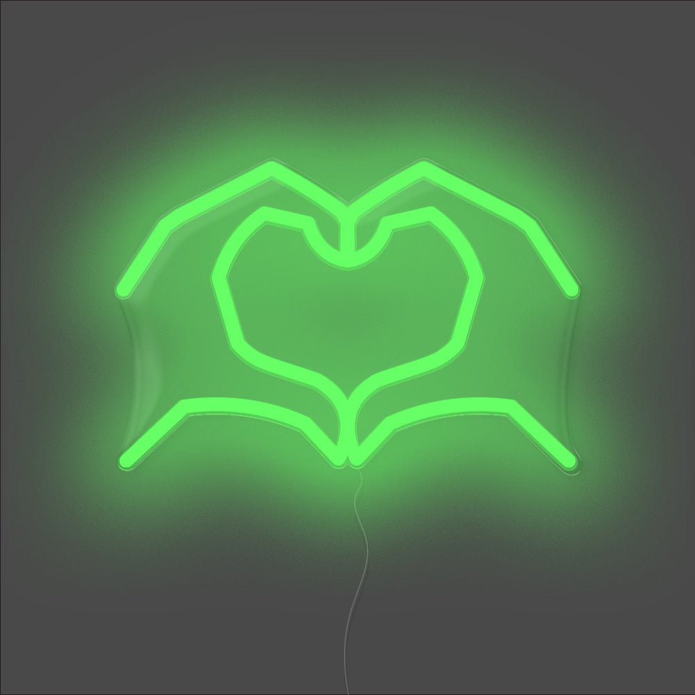 Love Heart Hands Neon Sign - Unrivaled Neon - Green #color_green