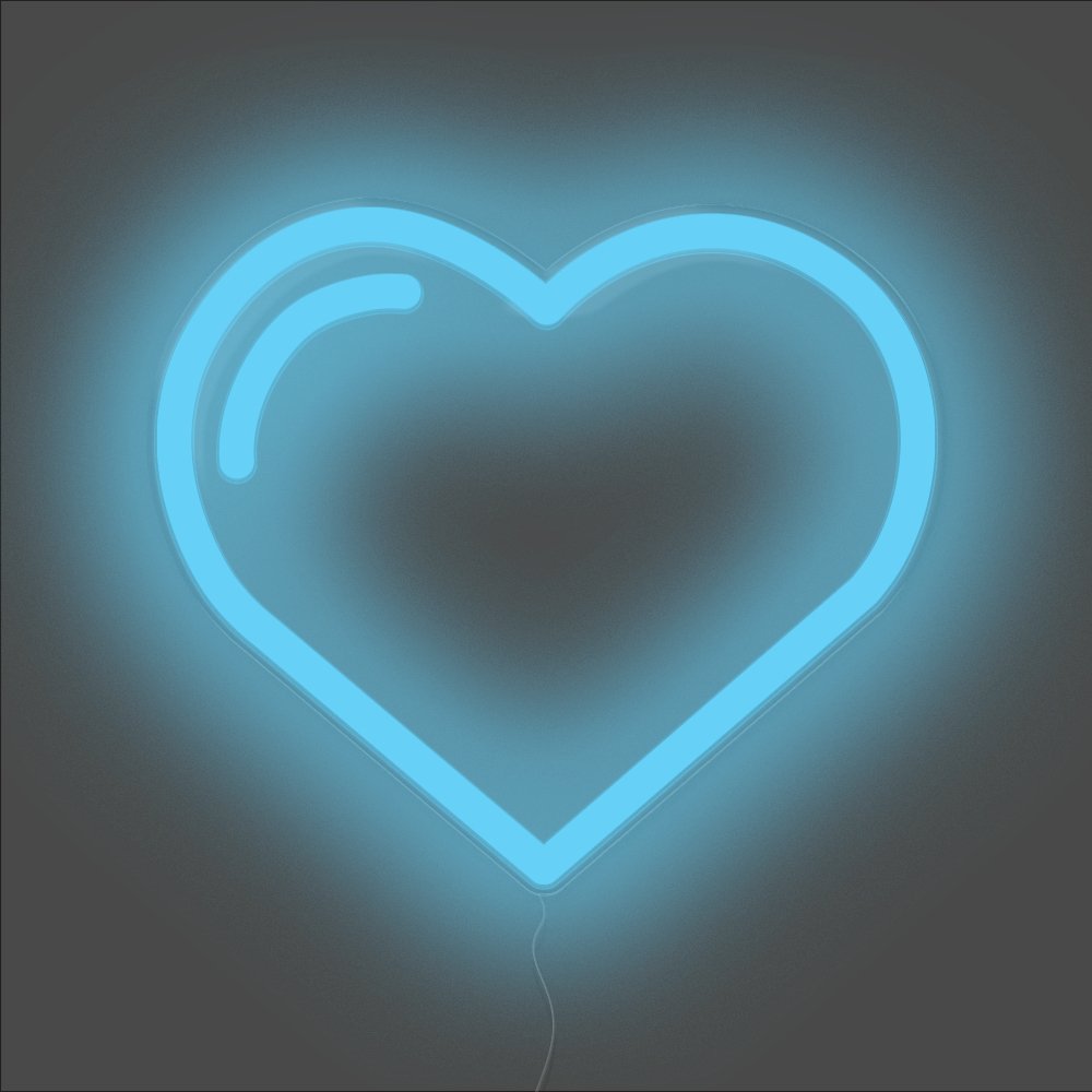 Love Heart Neon Sign - Unrivaled Neon - Light Blue #color_light blue