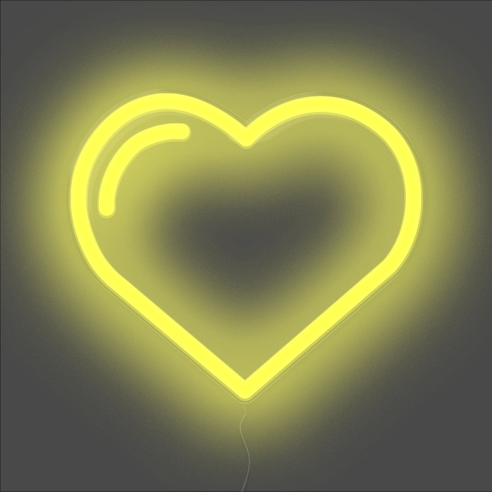Love Heart Neon Sign - Unrivaled Neon - Yellow #color_yellow