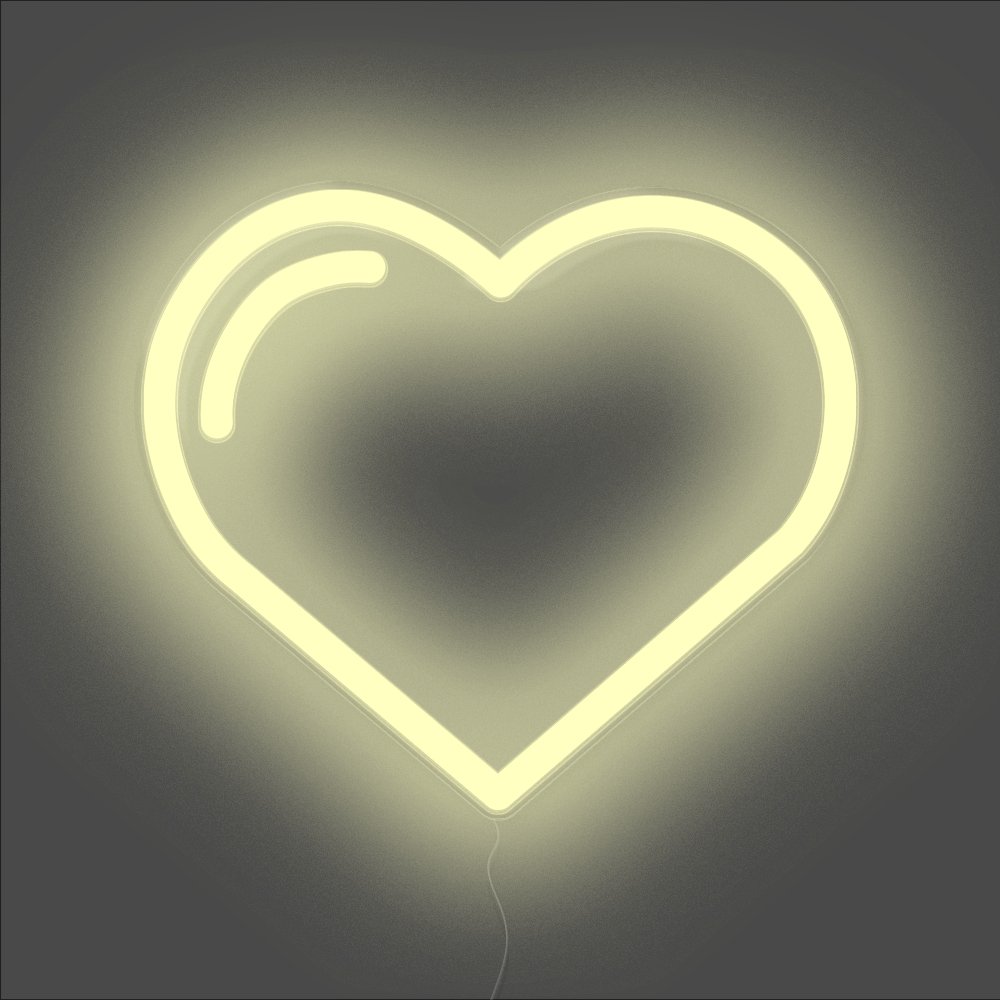 Love Heart Neon Sign - Unrivaled Neon - Warm White #color_warm white