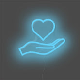 Love Heart Palm Neon Sign - Unrivaled Neon - Light Blue #color_light blue