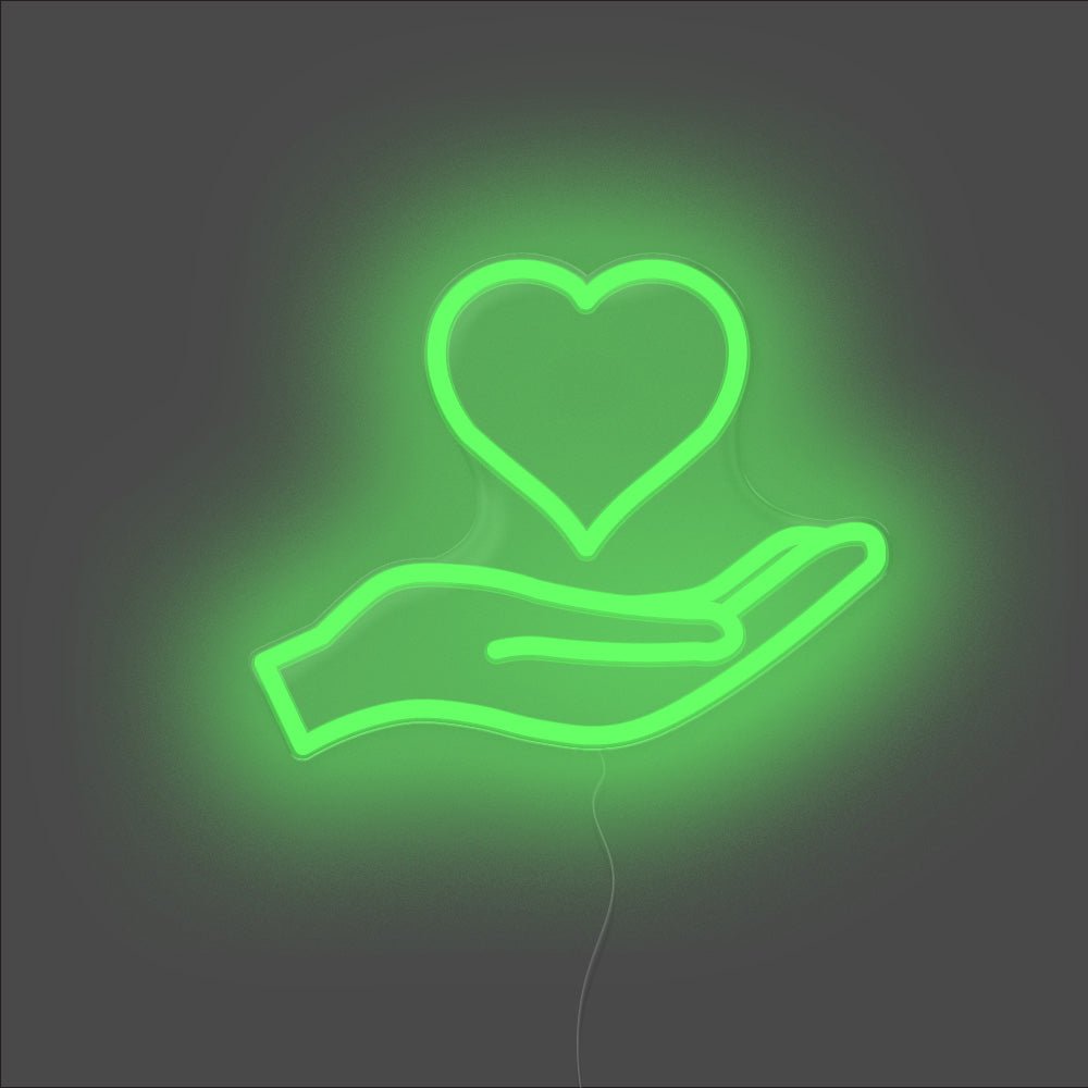 Love Heart Palm Neon Sign - Unrivaled Neon - Green #color_green
