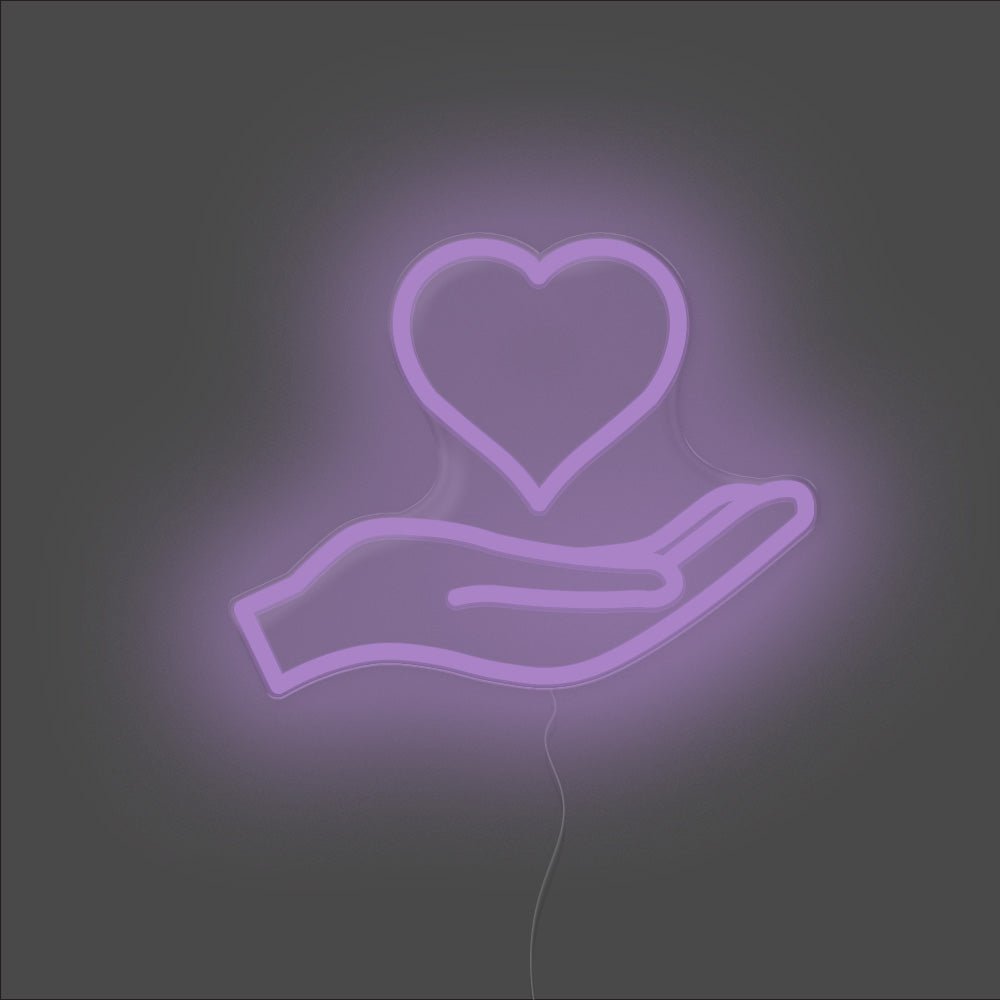 Love Heart Palm Neon Sign - Unrivaled Neon - Purple #color_purple