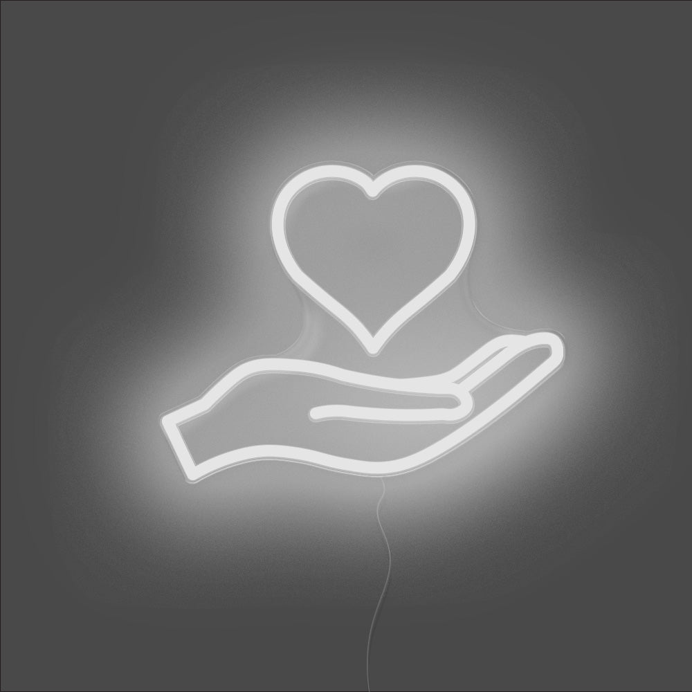 Love Heart Palm Neon Sign - Unrivaled Neon - White #color_white