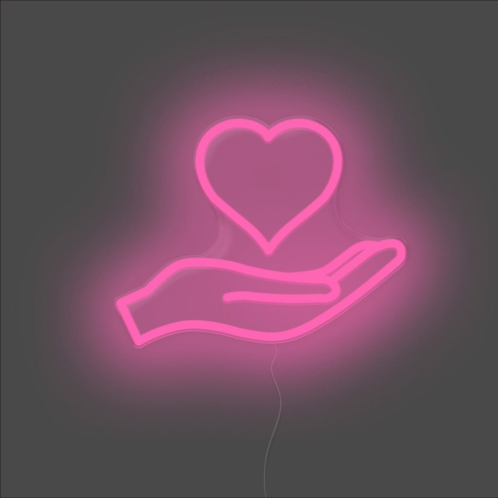 Love Heart Palm Neon Sign - Unrivaled Neon - Pink #color_pink