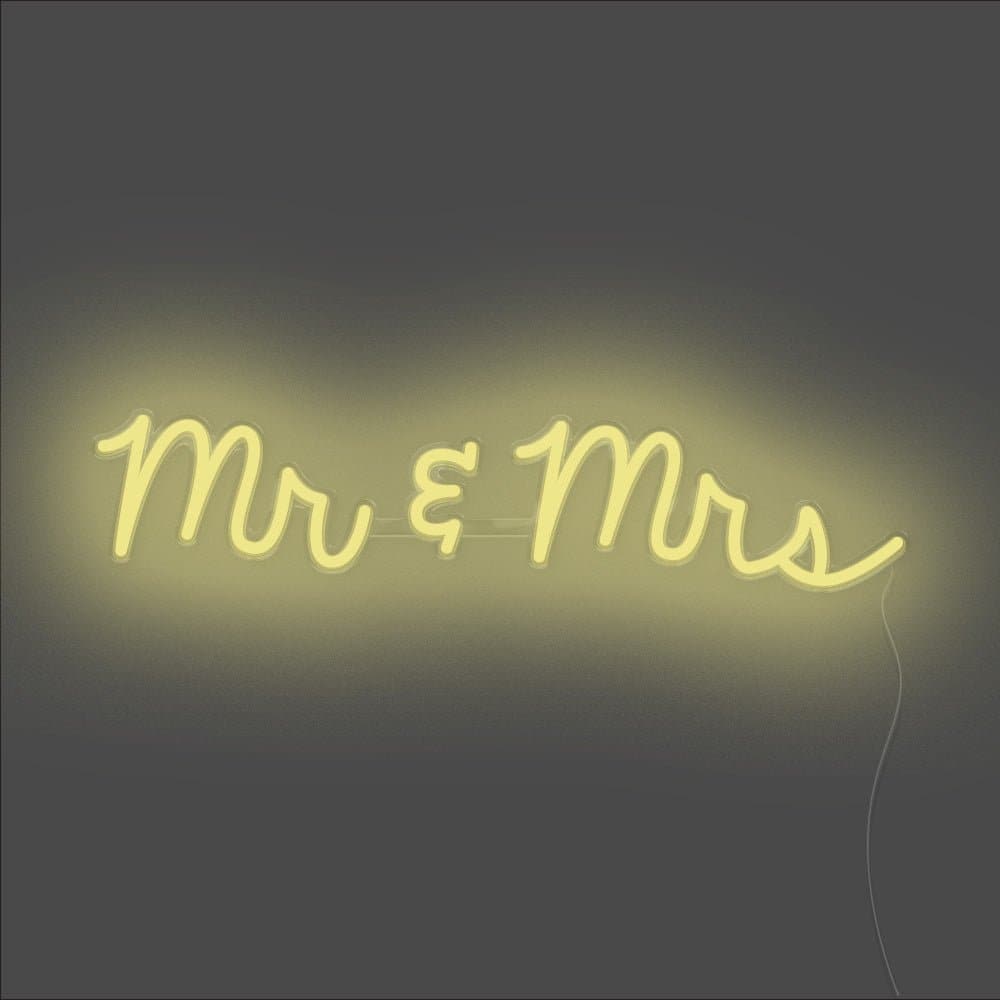 Mr & Mrs Neon Sign - Unrivaled Neon - Lemon Yellow #color_lemon yellow