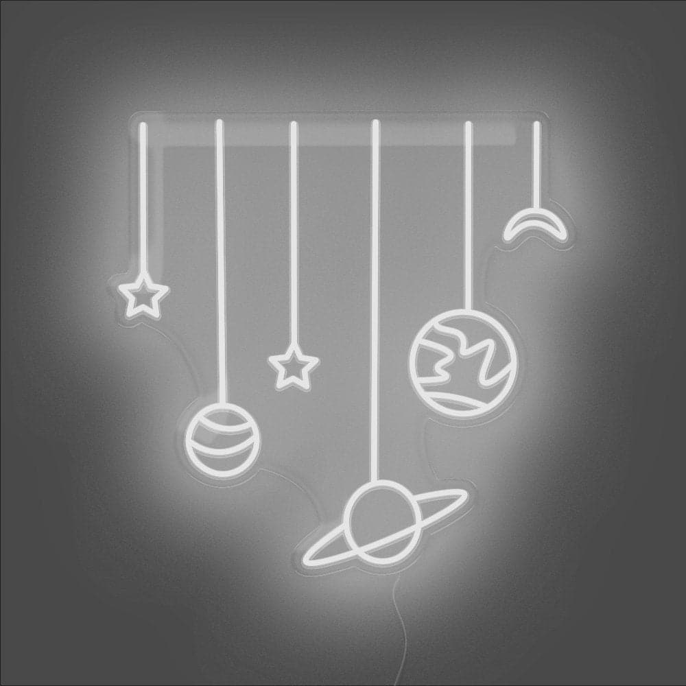 Planets On Strings Neon Sign - Unrivaled Neon - White #color_white