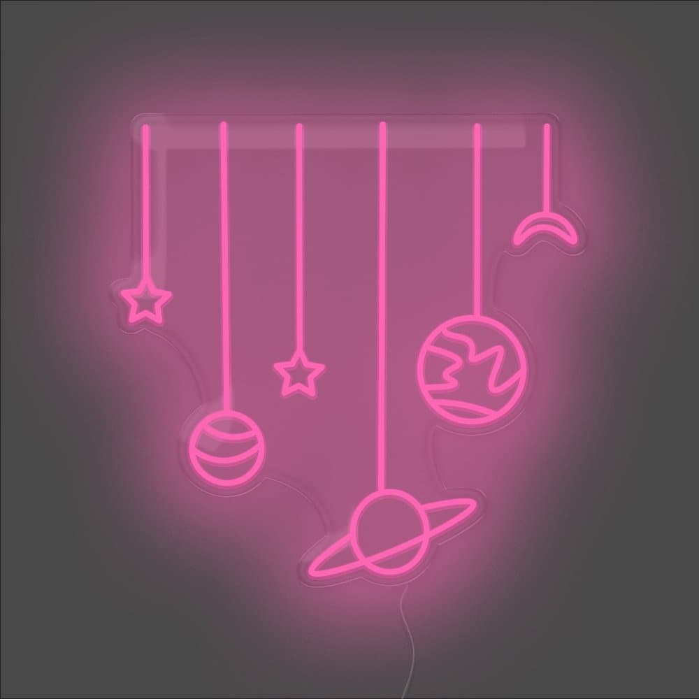 Planets On Strings Neon Sign - Unrivaled Neon - Pink #color_pink