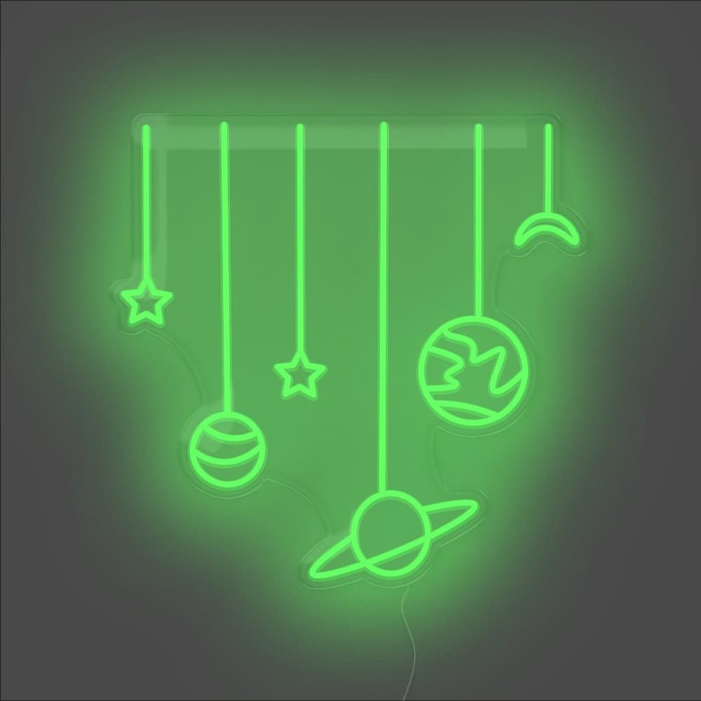 Planets On Strings Neon Sign - Unrivaled Neon - Green #color_green