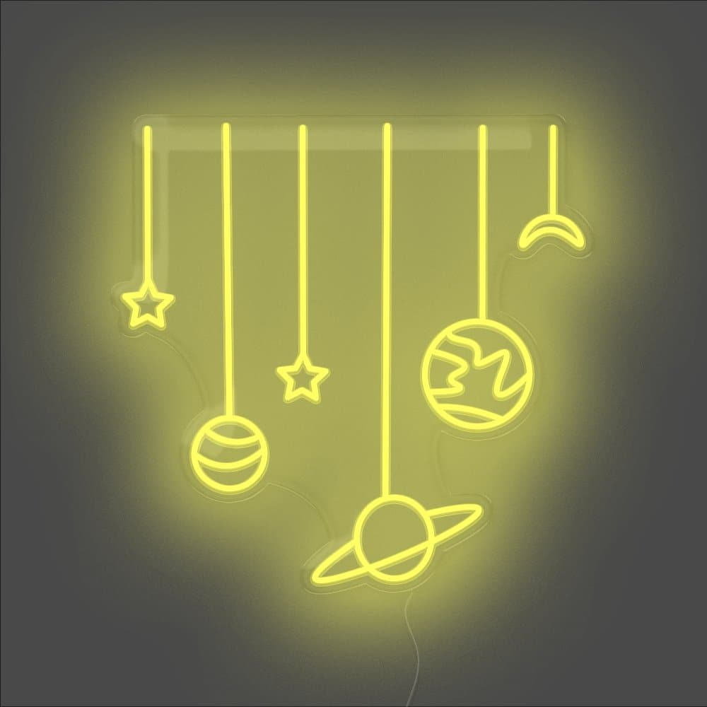 Planets On Strings Neon Sign - Unrivaled Neon - Yellow #color_yellow