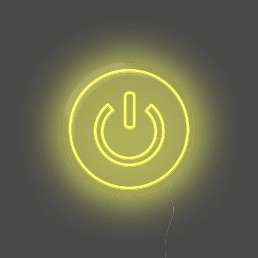 Power Button Neon Sign - Unrivaled Neon - Yellow #color_yellow