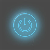 Power Button Neon Sign - Unrivaled Neon - Light Blue #color_light blue