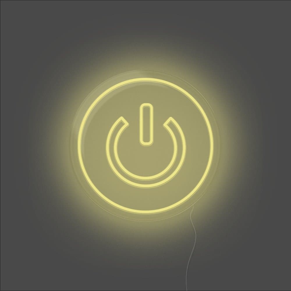 Power Button Neon Sign - Unrivaled Neon - Lemon Yellow #color_lemon yellow