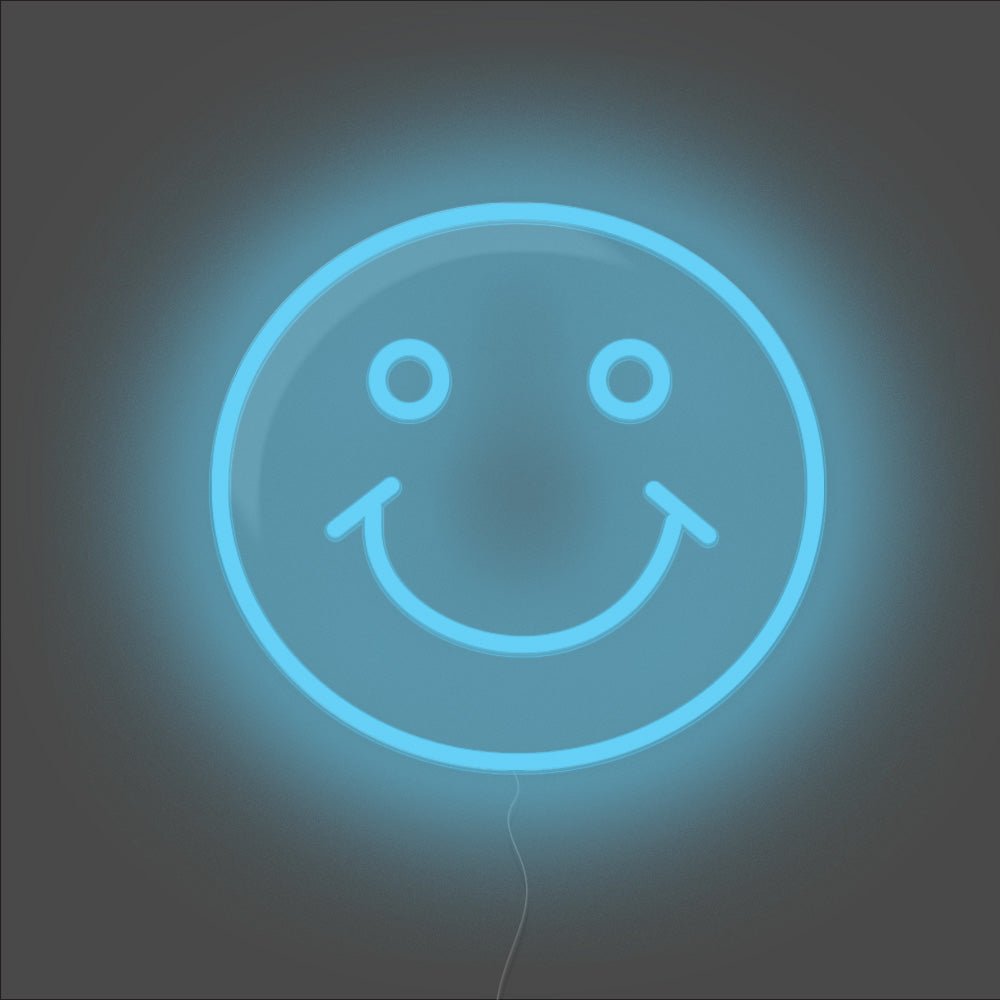 Smile Emoji Neon Sign - Unrivaled Neon - Light Blue #color_light blue