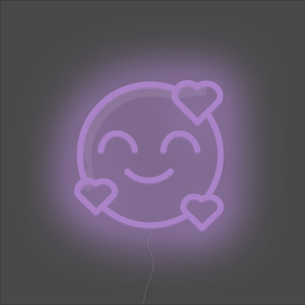 Smiling Face With Hearts Emoji Neon Sign - Unrivaled Neon - Purple #color_purple