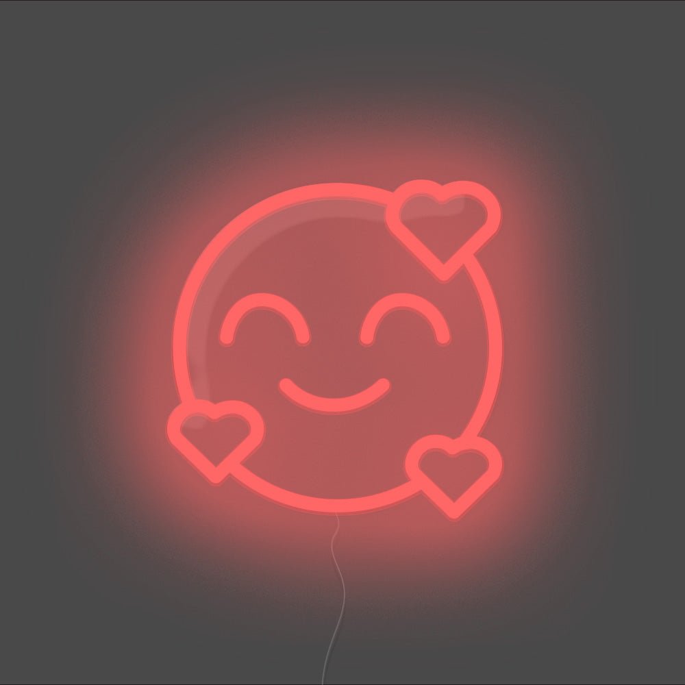 Smiling Face With Hearts Emoji Neon Sign - Unrivaled Neon - Red #color_red