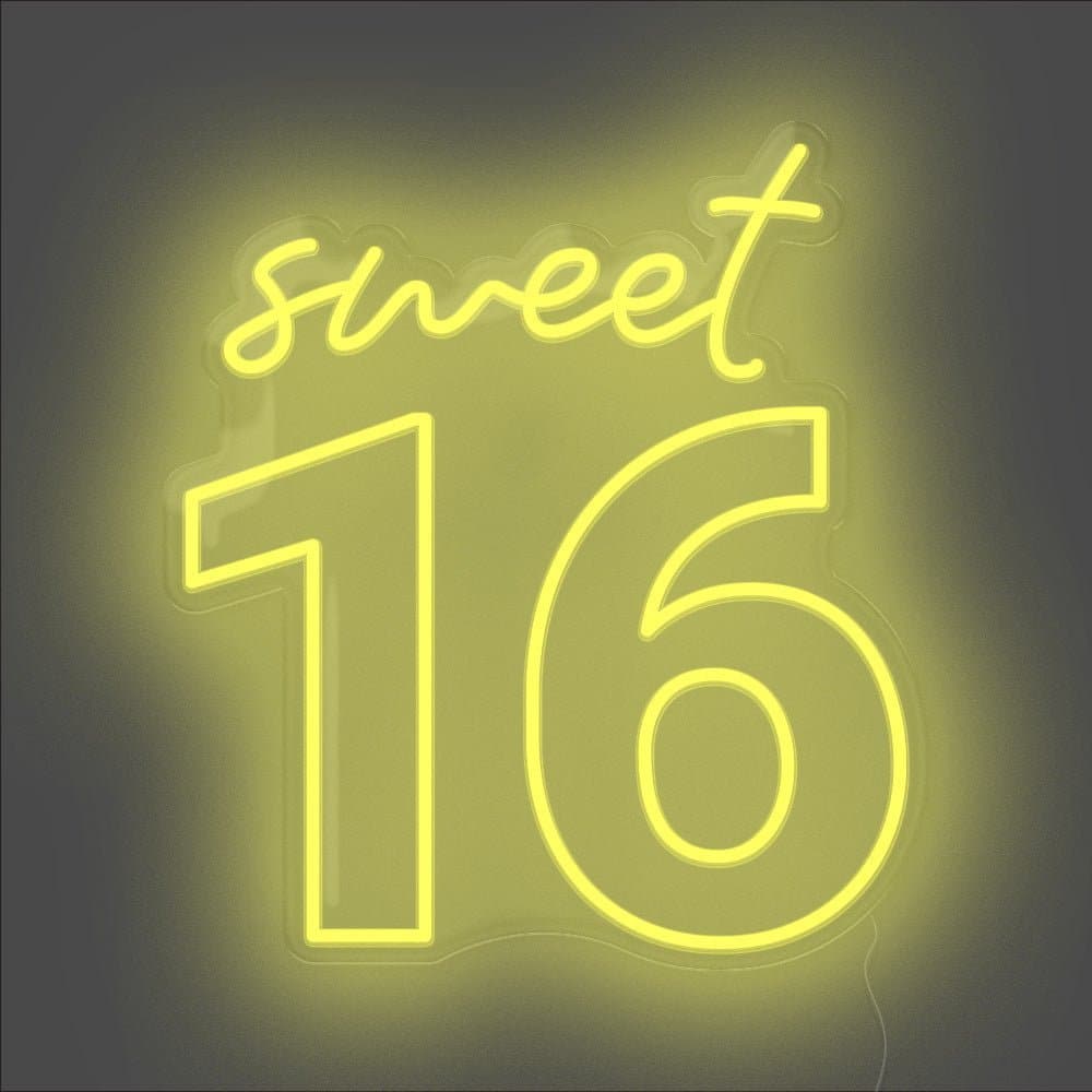 Sweet 16 Neon Sign - Unrivaled Neon - Yellow #color_yellow