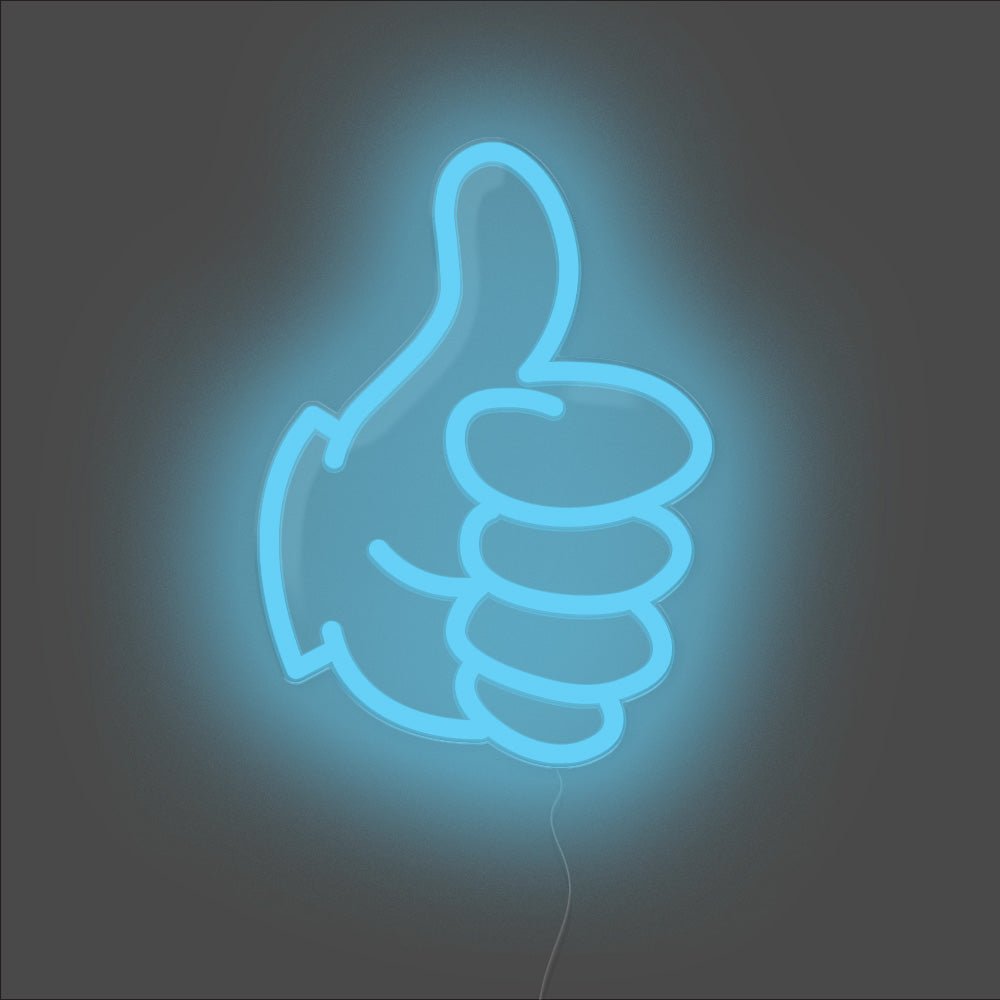 Thumbs Up Neon Sign - Unrivaled Neon - Light Blue #color_light blue