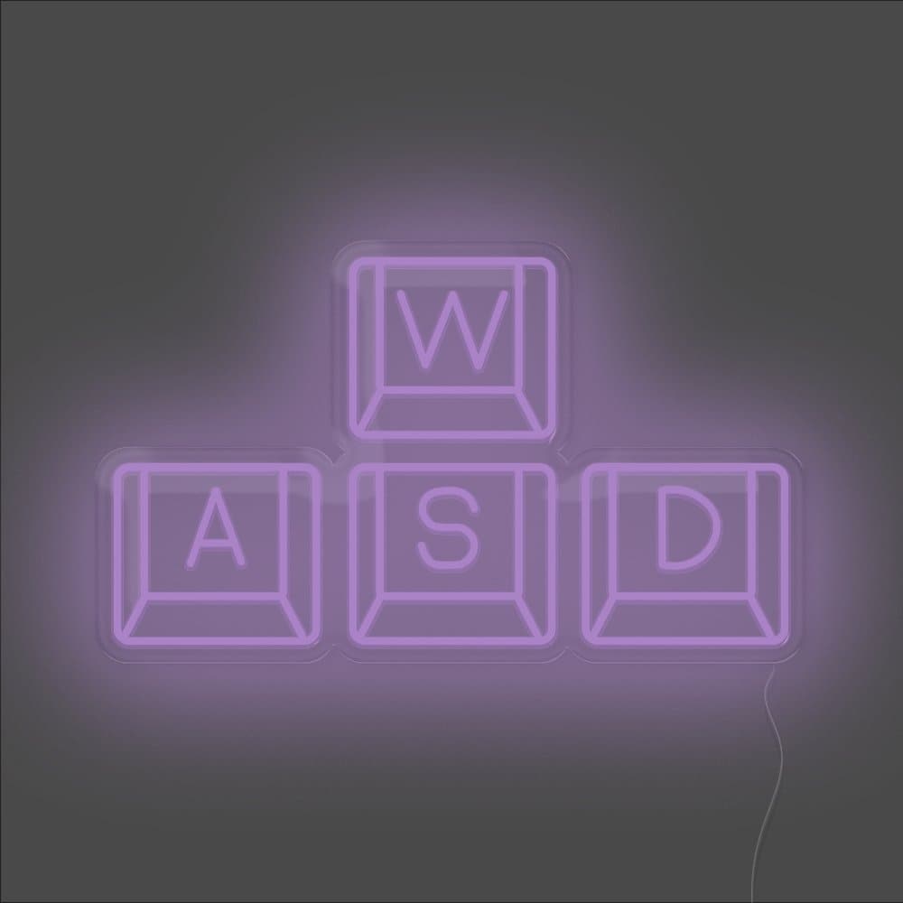 WASD Keyboard Neon Sign - Unrivaled Neon - Purple #color_purple