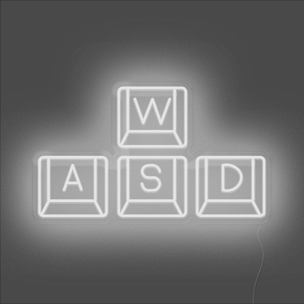 WASD Keyboard Neon Sign - Unrivaled Neon - White #color_white