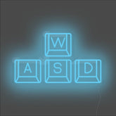 WASD Keyboard Neon Sign - Unrivaled Neon - Light Blue #color_light blue