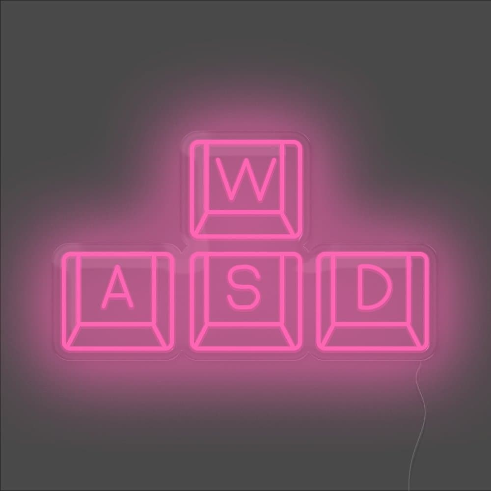WASD Keyboard Neon Sign - Unrivaled Neon - Pink #color_pink
