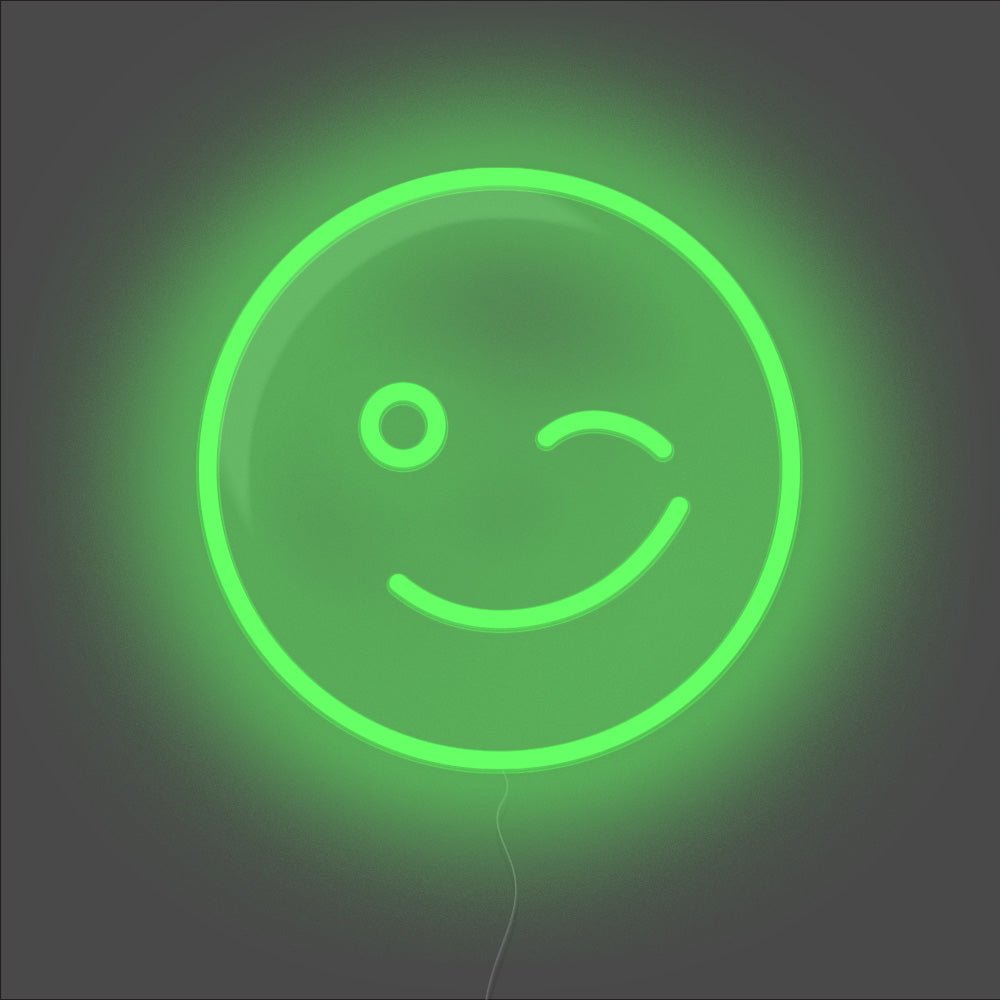 Wink Emoji Neon Sign - Unrivaled Neon - Green #color_green