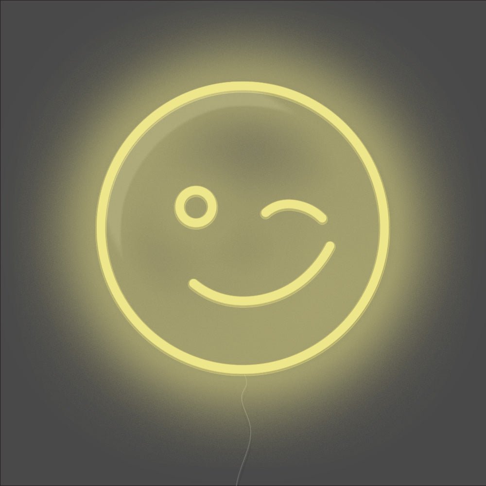Wink Emoji Neon Sign - Unrivaled Neon - Lemon Yellow #color_lemon yellow