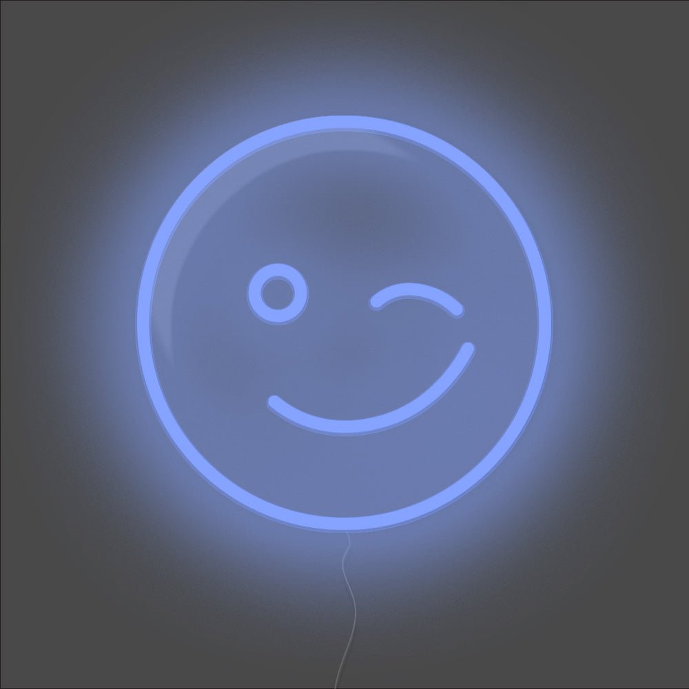 Wink Emoji Neon Sign - Unrivaled Neon - Blue #color_blue