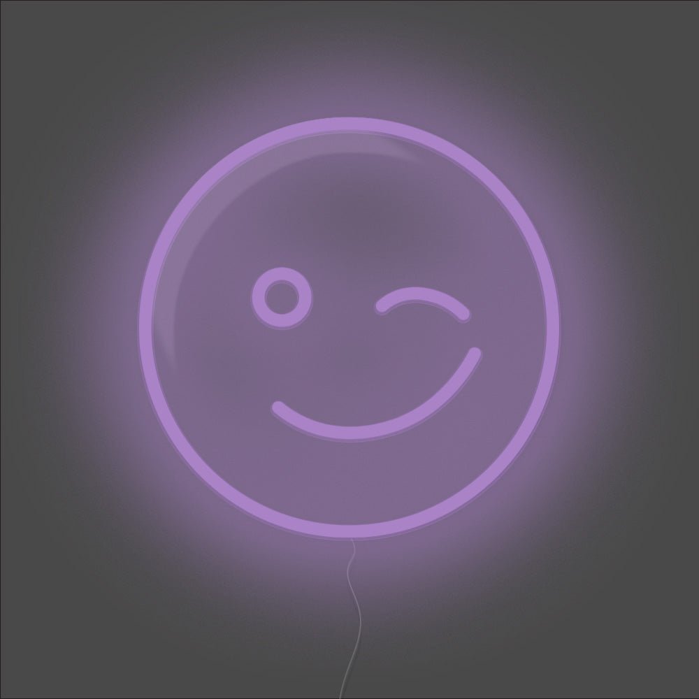 Wink Emoji Neon Sign - Unrivaled Neon - Purple #color_purple