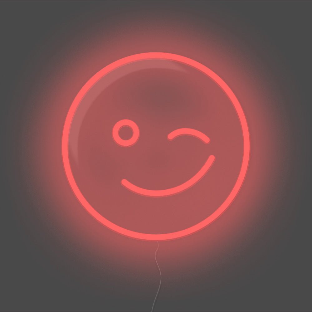 Wink Emoji Neon Sign - Unrivaled Neon - Red #color_red