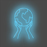 World In Your Hands Neon Sign - Unrivaled Neon - Light Blue #color_light blue
