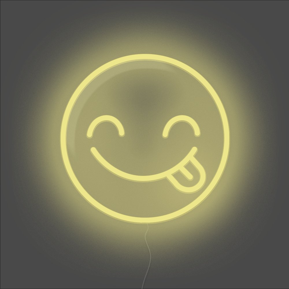 Yummy Emoji Neon Sign - Unrivaled Neon - Lemon Yellow #color_lemon yellow